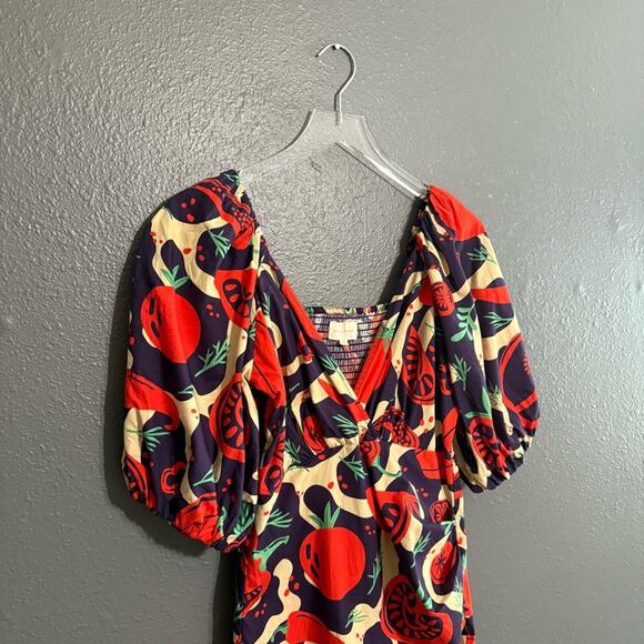 MELLODAY Puff Sleeve Poplin Faux Wrap Dress Size M - Picture 8 of 8